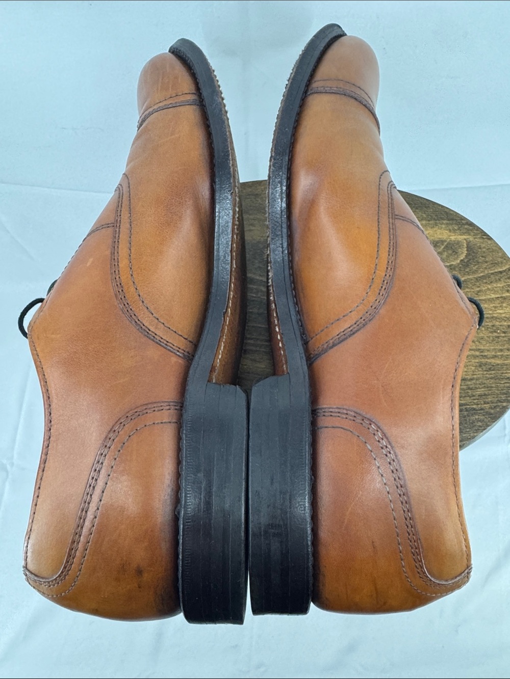 Allen Edmonds Mens Brookwood Leather Cap Toe Dress Shoes in Cognac, sz 11 - Picture 9 of 15
